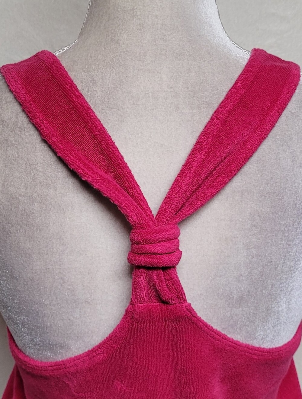 Juicy Couture Rare Vintage Magenta Terrycloth Racerback Tie-Waist Mini Dress L - Picture 10 of 13